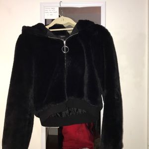 Hooded Faux Fur Jacket